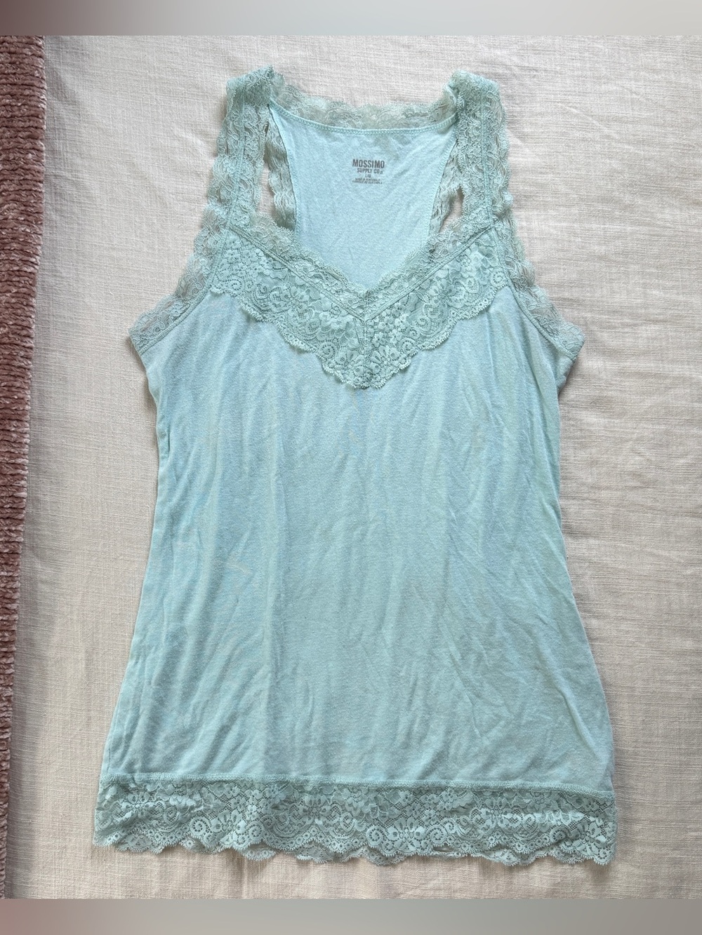 Y2K Vintage Mossimo Turquoise Layering Lace Cami Tank Top Size L